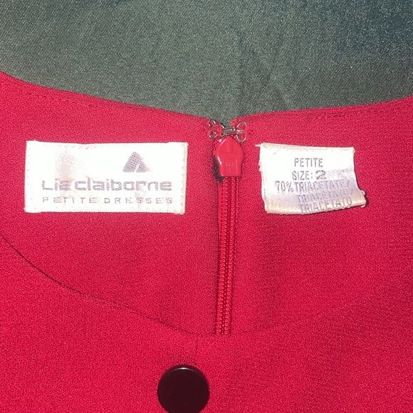 Vintage Liz Claiborne dress red black size 2 petite - Picture 3 of 8